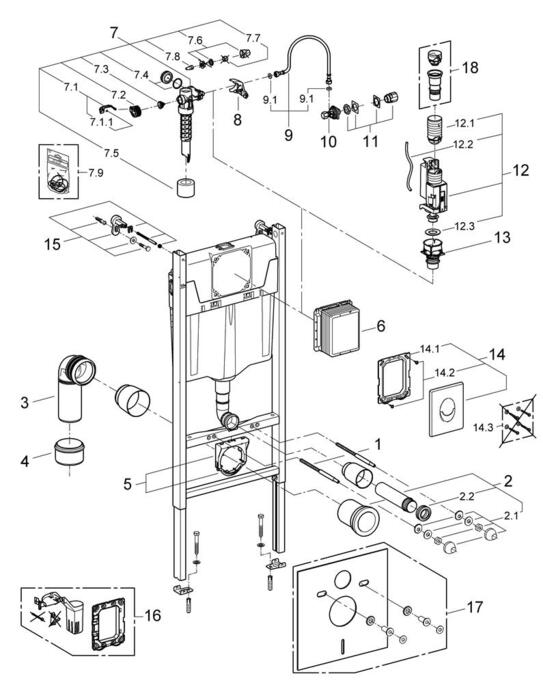 Installationssystem Vägghängd WC Rapid SL 3-i-1 GROHE